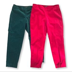 Talbots Curvy Velveteen Pants, Straight Leg, 12 Petite, Green, Pink, Two pairs